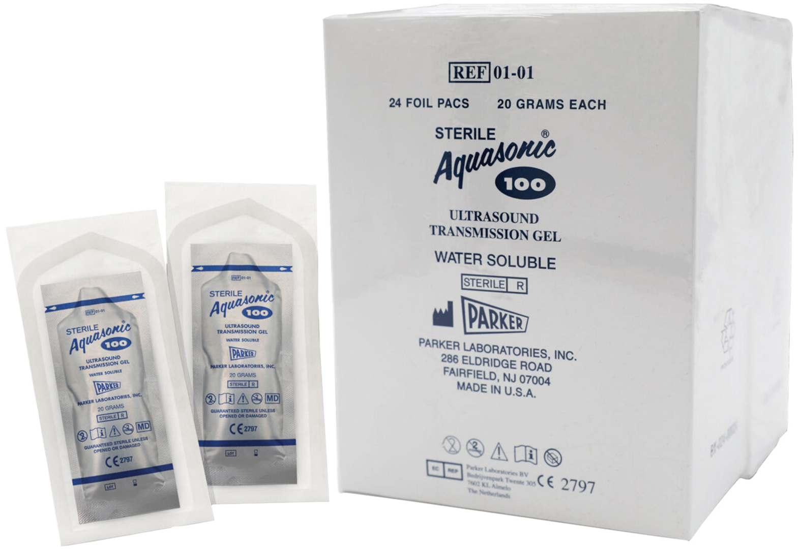 Sterile Aquasonic® 100 Ultrasound Transmission Gel Sterile Aquasonic® 100 Ultrasound Transmission Gel 20g overwrapped, sterilised foil pouches, 28 per box - Image 1